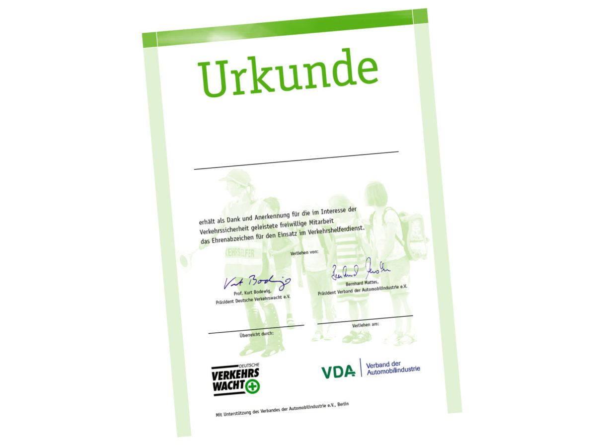 Schuelerlotsen Verkehrshelfer Urkunde Schulwegsicherheit